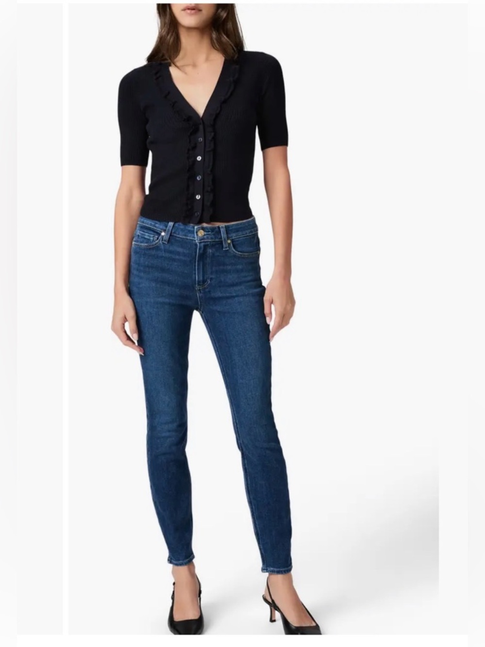 PAIGE Hoxton Ankle High-Rise Slim Jeans in Dark Blue Denim - Picture 8 of 8